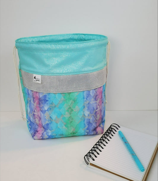 One of a kind Blue Shimmer Stuff it bag created by Fiber Gnome